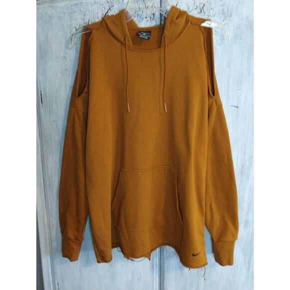 Nike Just Do It Mustard Cold Shoulder Nwot Medium Hoodie - Picture 3 of 15